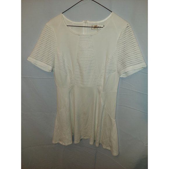 Mon's Paris White Mini Dress with ribbed designs across the top Size L - Picture 1 of 3